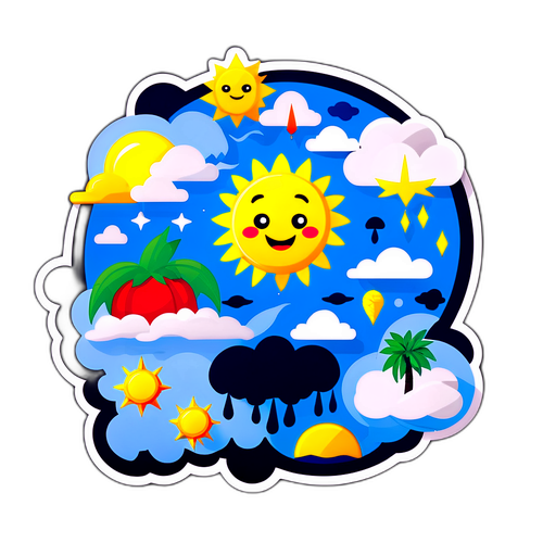 Инфографика прогноза погоды для Каролины Оттава с забавными символами и персонажами