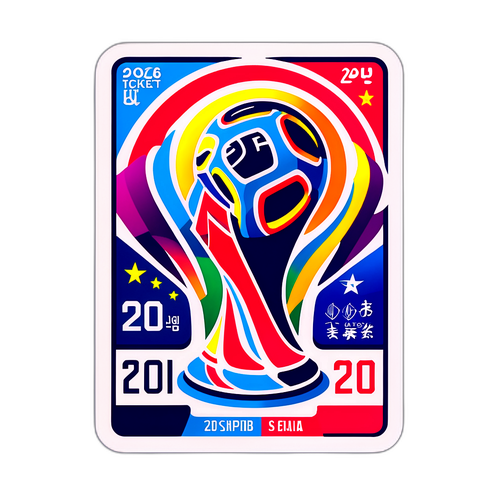 Design eines Aufklebers, der das Ticket zur Fußball-Weltmeisterschaft 2026 repräsentiert