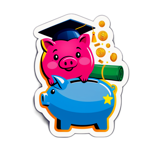 Rolig och Utbildande Klistermärke med Ekonomiska Tips för Studenter