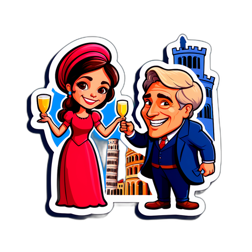 Verona és Pisa találkozása karikatúra formájában