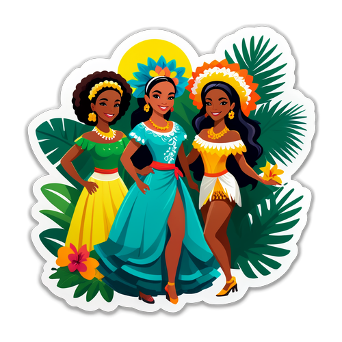 Stiker Wanita Brasil dengan Pakaian Tradisional