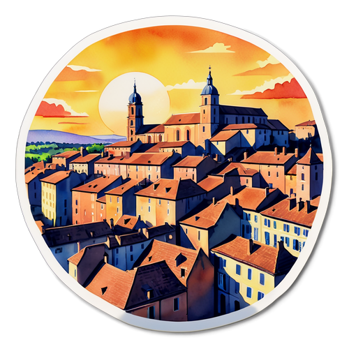Aquarelle de Montauban au coucher du soleil