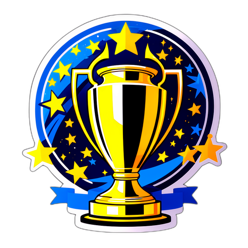 Елементи матчу Ліги чемпіонів з великим кубком на передньому плані