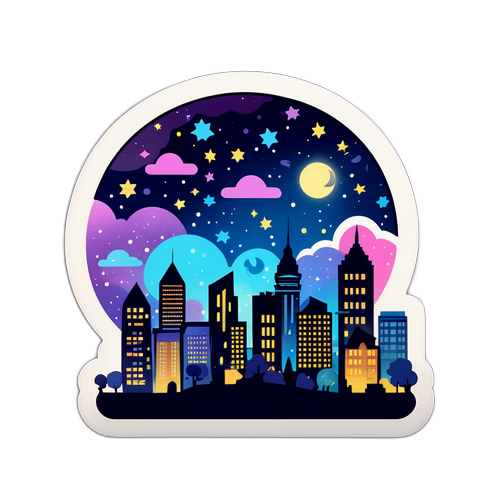 城市夜景夢幻貼紙
