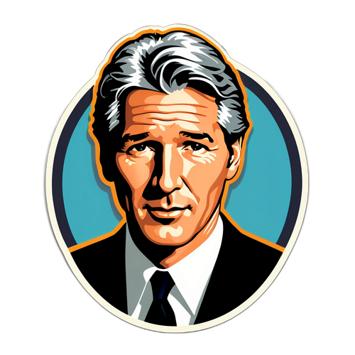 Stylizovaná nálepka s Richardem Gerem jako ikonou klasického Hollywoodu