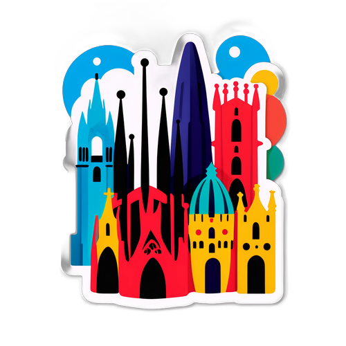 Barcelona's Architectural Wonders in Miro Colors