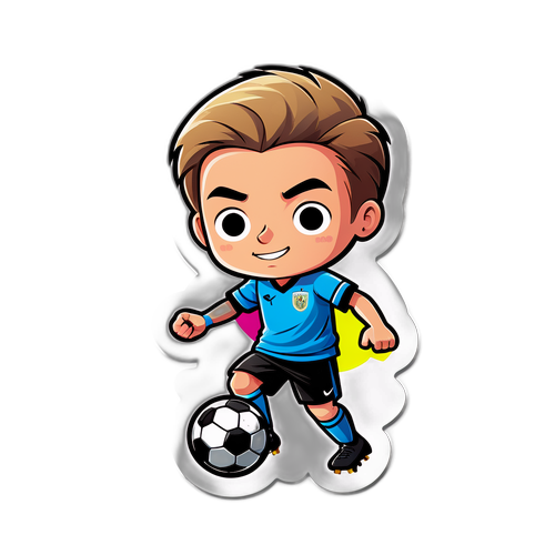 En tecknad version av Oliver Kapanen som dribblar en fotboll