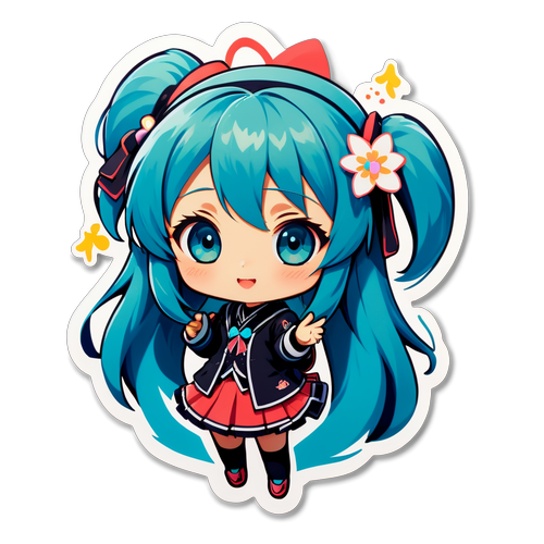 かわいい美少女キャラクターのステッカーデザイン