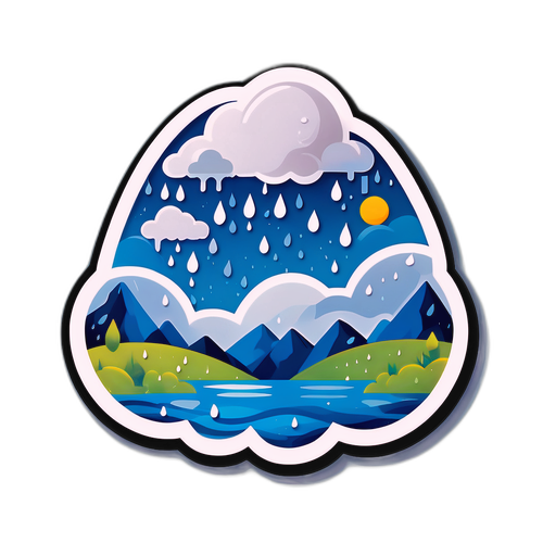 Sticker Cuaca Hujan yang Artistik