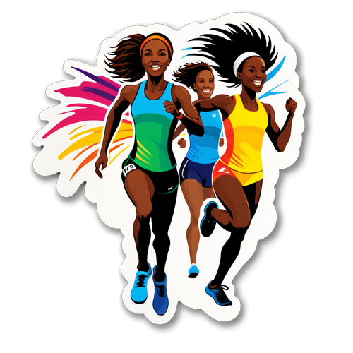 Bursting with Energy: Capture the Thrill of the Women's 100m Final with Our Vibrant Sticker!