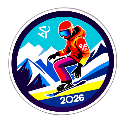 Stylet klistremerke med snowboarder for 2026 Vinter OL