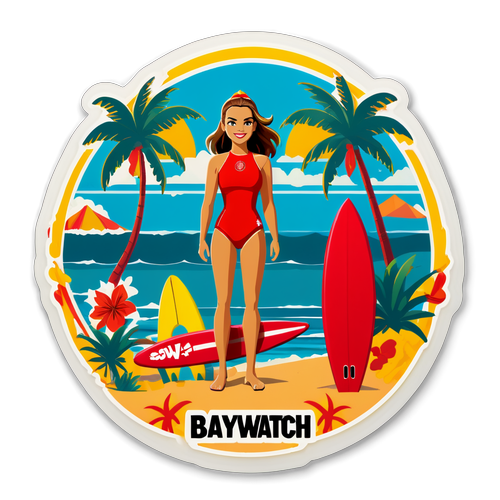 Scopri il Nostro Nuovo Adesivo Baywatch: L'estate è Qui con Sole, Onde e Surf!