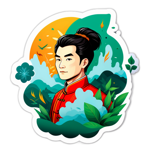 Adesivo Artístico de Wang Cong com Elementos da Natureza