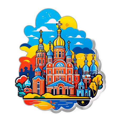 Наклейка з контурами Києва та знаковими пам'ятками