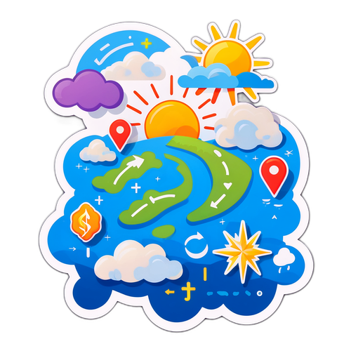 Stiker Peta Cuaca Kartunis