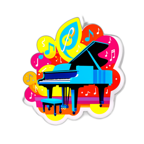 Яркий музыкальный темный стикер