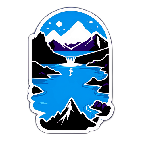 Przygodowa naklejka przedstawiająca ikoniczne miejsca z Islandii