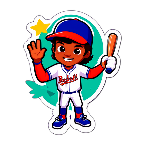 Playful Baseball Character Sticker
