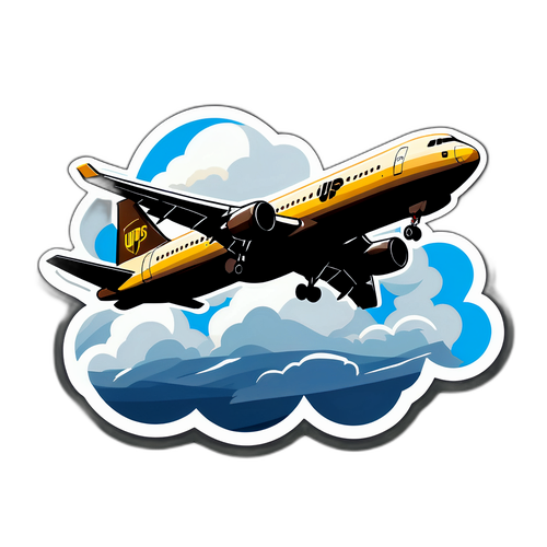 UPS-Cargo-Flugzeug im dramatischen Himmel