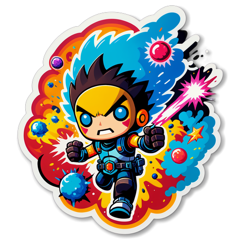Retro-stylowy sticker z elementami 'Arc Raiders'