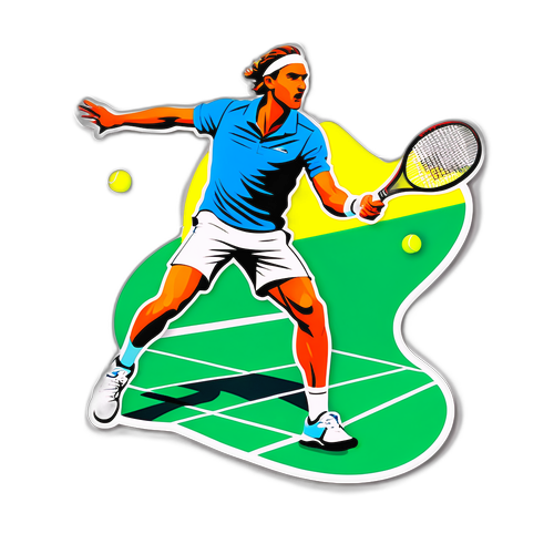 Ein dynamischer Tennisplatz mit Jan-Lennard Struff im Aufschlag