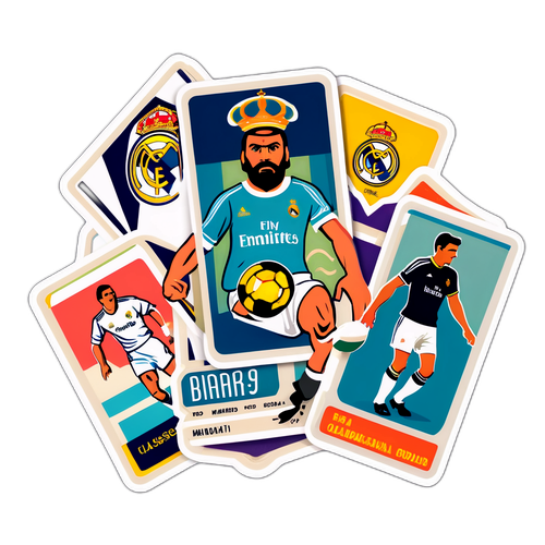 Retro samolepka s fotbalovými kartami Real Madrid