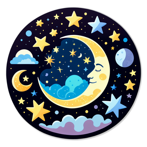 Celestial Night Scenery Sticker