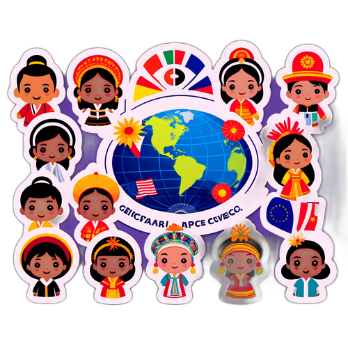 APEC 2025 문화 다양성을 보여주는 전통 의상 스티커 디자인