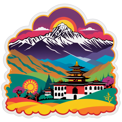 Roerende klistermærke, der repræsenterer Bhutan