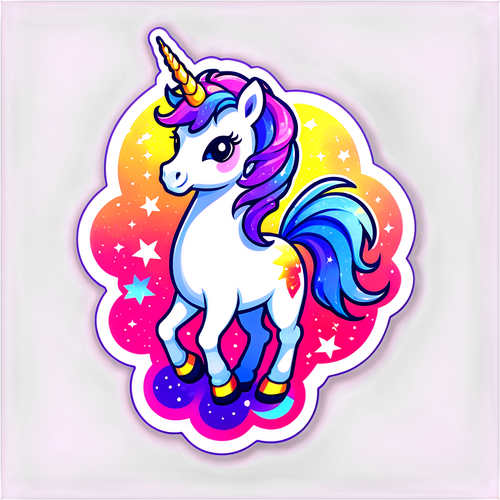 Magical Unicorn Sticker with Holographic Details