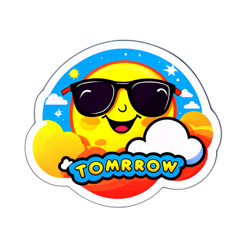 שמש אנימטיבית עם משקפי שמש ומעליה עננים