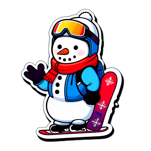 Bałwan na snowboardzie