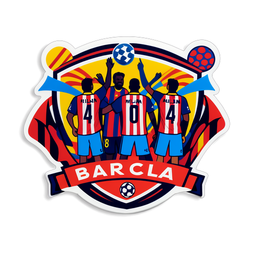 ¡Aficionados al Límite! Revive la Rivalidad Barca vs Milan con Este Sticker Vibrante