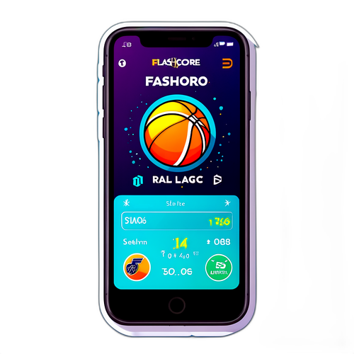 Sticker cu Logo Flashscore și Smartphone cu Scoruri în Timp Real