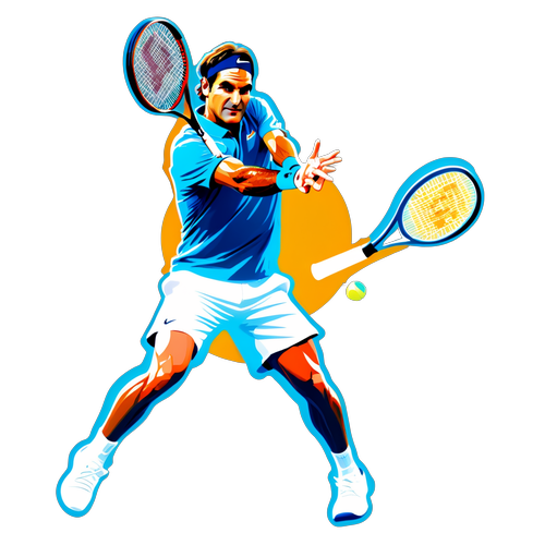 En leken illustrasjon av Roger Federer i aksjon