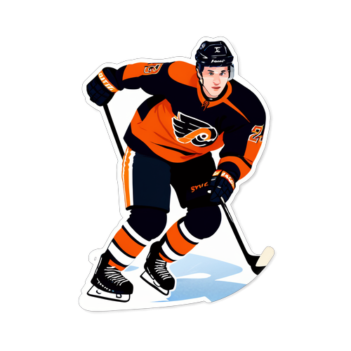 Travis Konecny v pohybu na ledě
