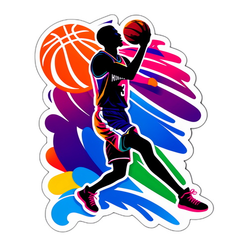 Adesivo di Basket con Silhouette di Giocatore NBA