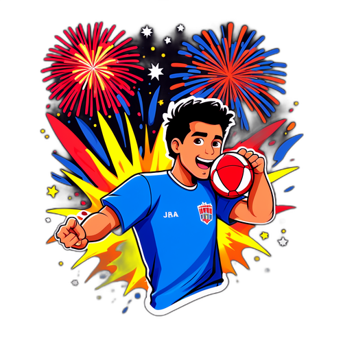 Diseño de camiseta personalizada: Gol entre fuegos artificiales