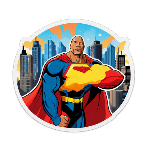 Autocolant cu Dwayne Johnson ca supererou