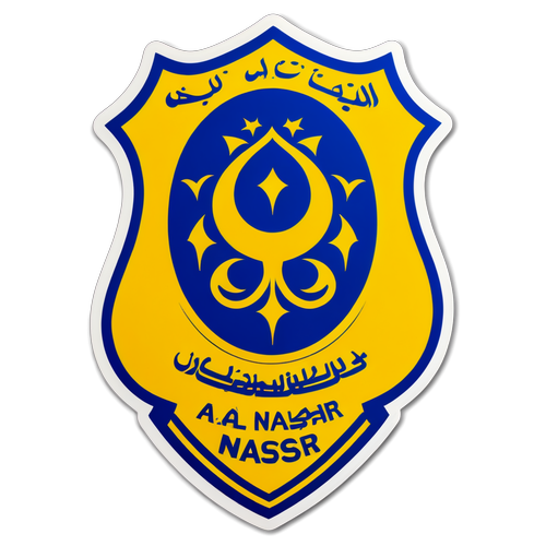 Sticker Bergaya Logo Al Nassr di Latar Belakang Padang Bola