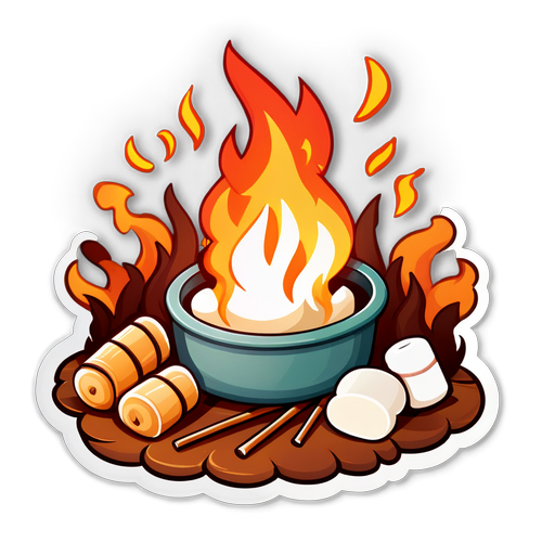 Cozy Campfire Bliss: Relive Your Fondest Outdoor Memories with This Adorable Sticker!