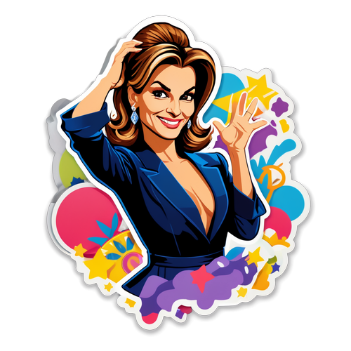 Simona Ventura: Il Divertente Sticker Glamour che Tutti Vogliono! Scopri la Magia dell’Intrattenimento!