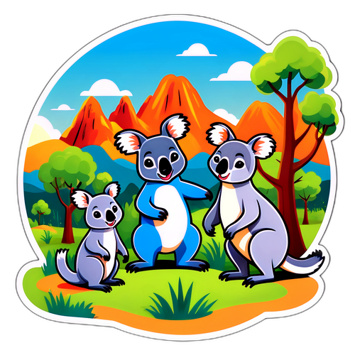 Whimsical Australian Bush Landscape Sticker