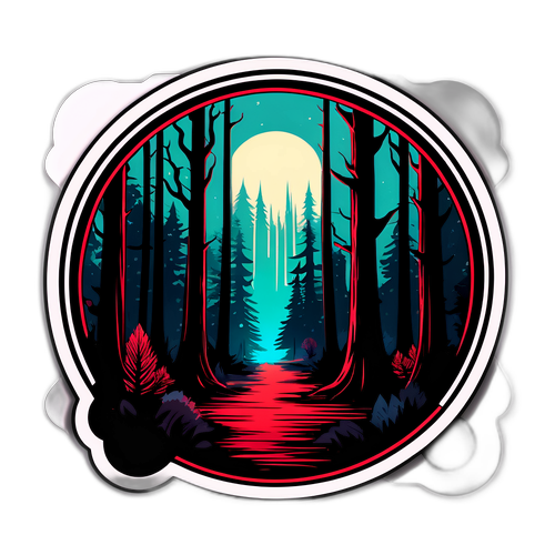 Sticker z atmosferą mrocznych lasów