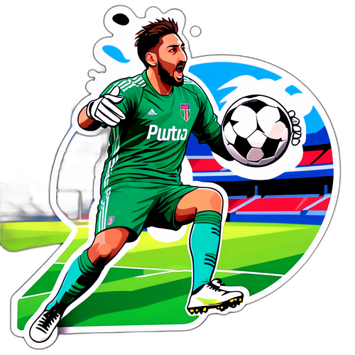 Actionreiche Aufkleber von Donnarumma beim Ballfang