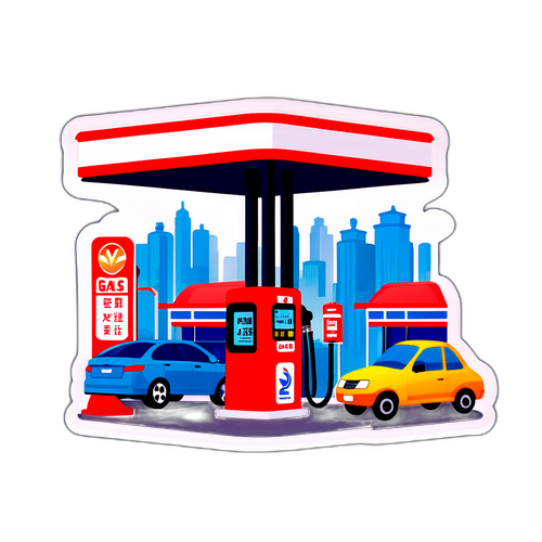 便利服務的加油站貼紙