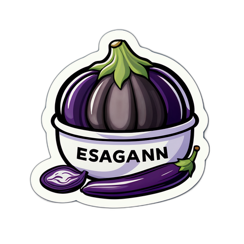 フランス料理をテーマにした贅沢な茄子のステッカー