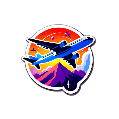 Uçak Figürleri ile Dolu Sticker