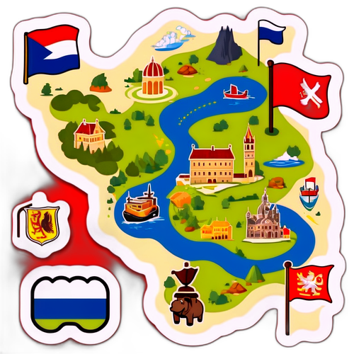 Zábavná mapa České republiky a Černé Hory jako herní úroveň