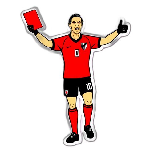 Σχέδιο αυτοκόλλητου διαιτητή ποδοσφαίρου με κόκκινη κάρτα